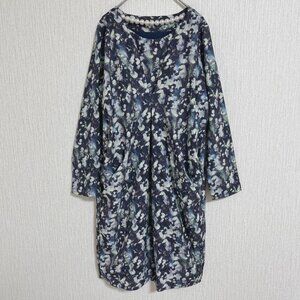 Vianie All-Over Print Long-Sleeve Dress Navy/Purple